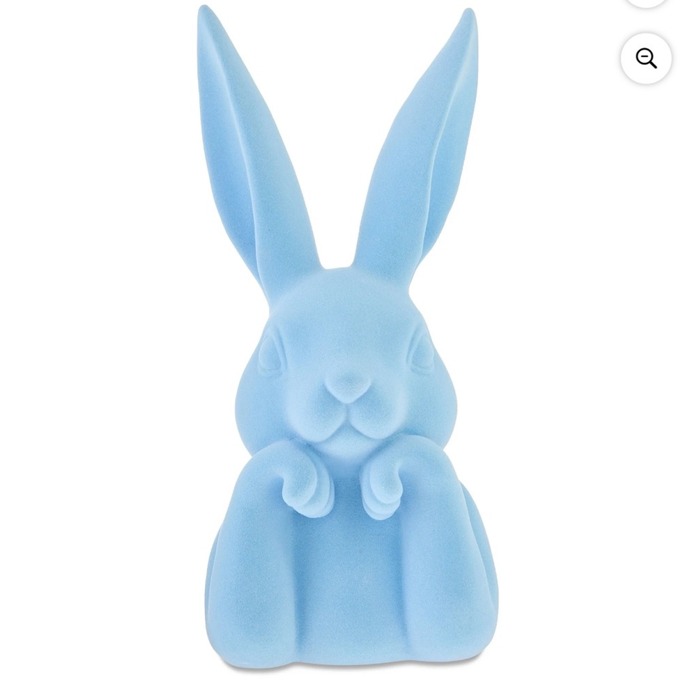 New Flocked Blue Bunny Bust Minimalist Spring Decor 12.5" Tall